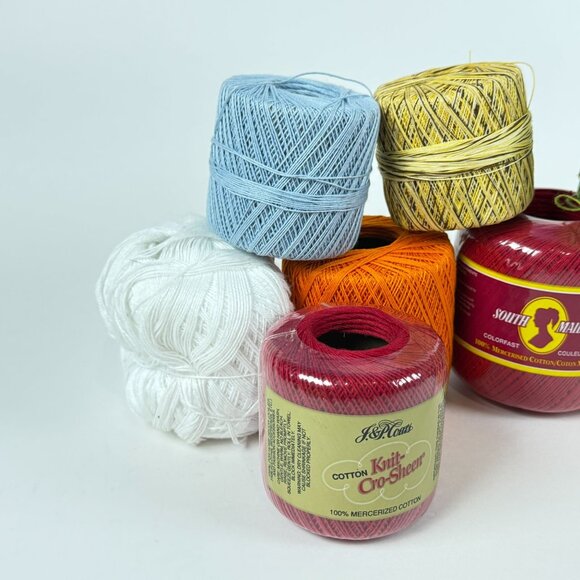 South Maid Mercerized Cotton Crochet Threads Lot of 8 Mixed Colors - Picture 4 of 9